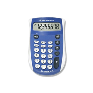 A basic blue calculator.